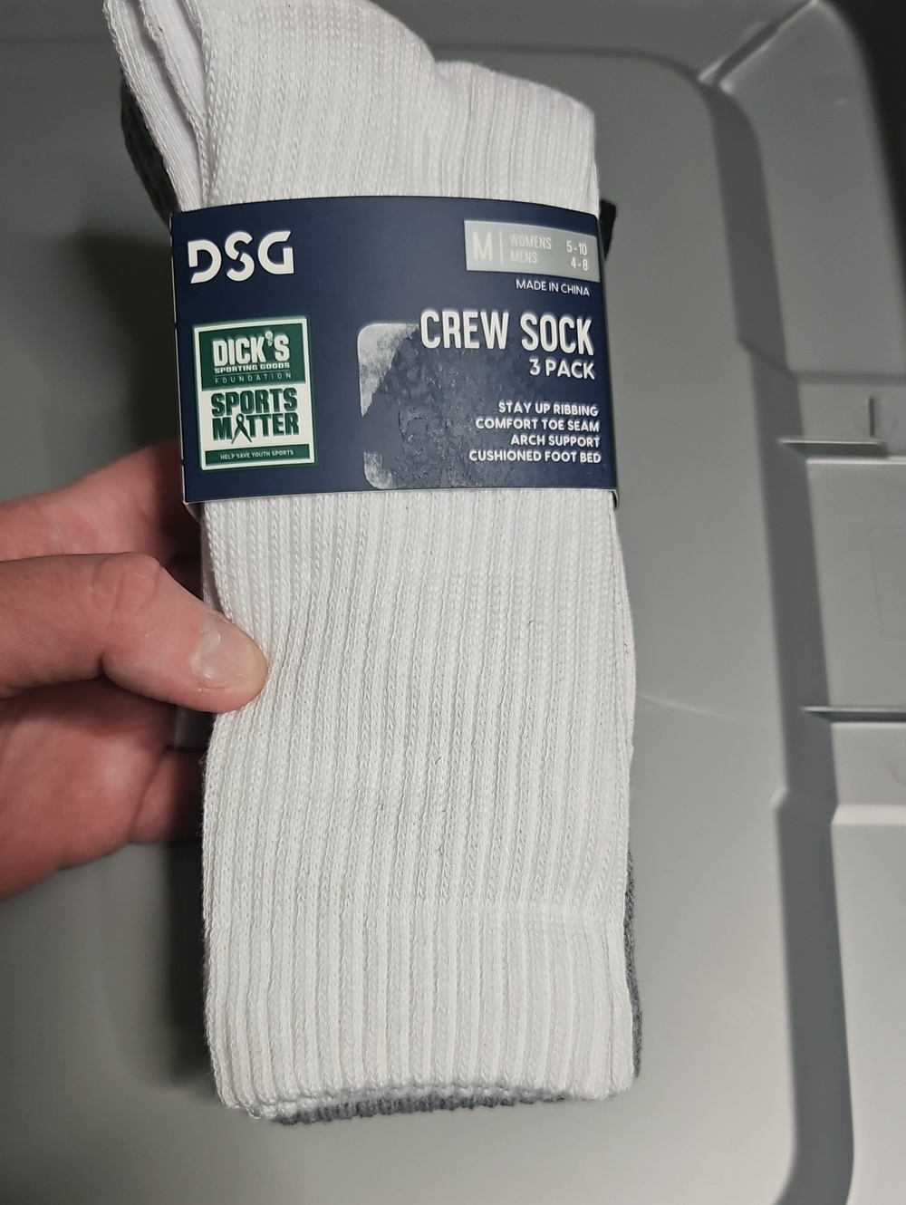 DSG Adult Crew Socks: WHITE/GRAY/BLACK:NEW WITH TAGS:SIZE M WOMENS 5-10 MENS 4-8